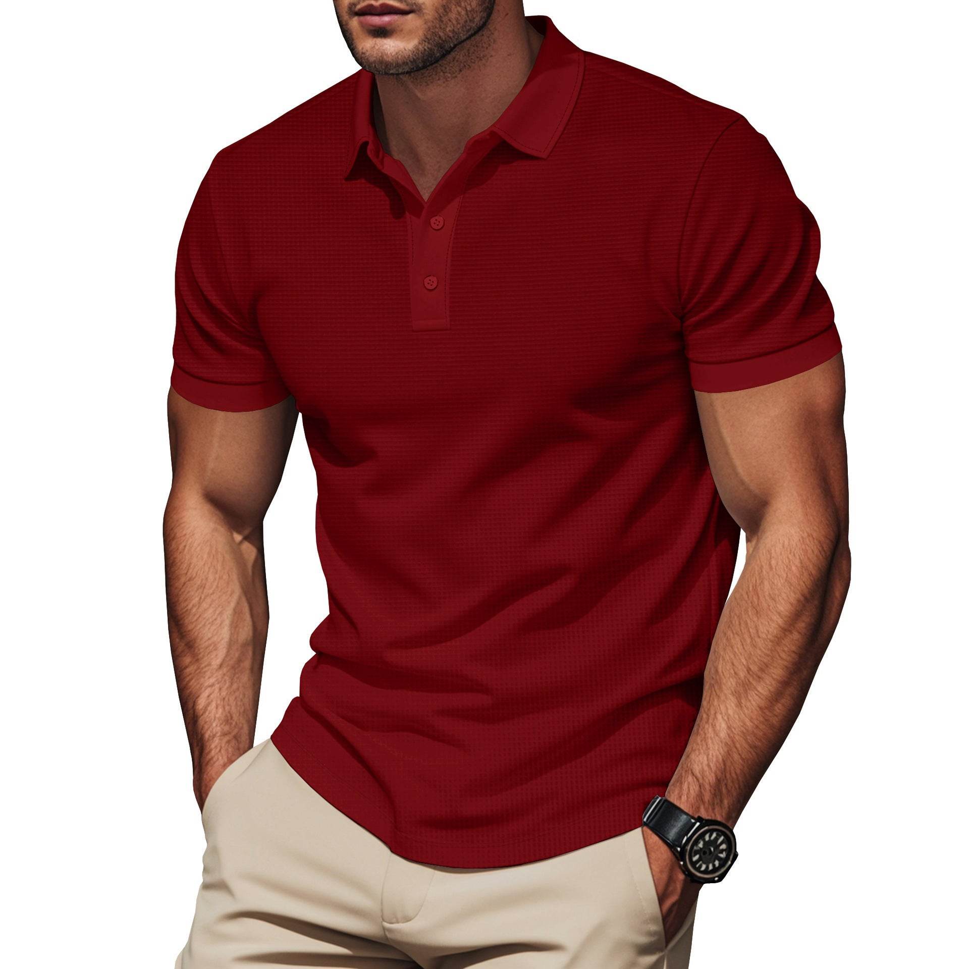 Lapel Color Matching Short Sleeve Plus Size Men - Velora