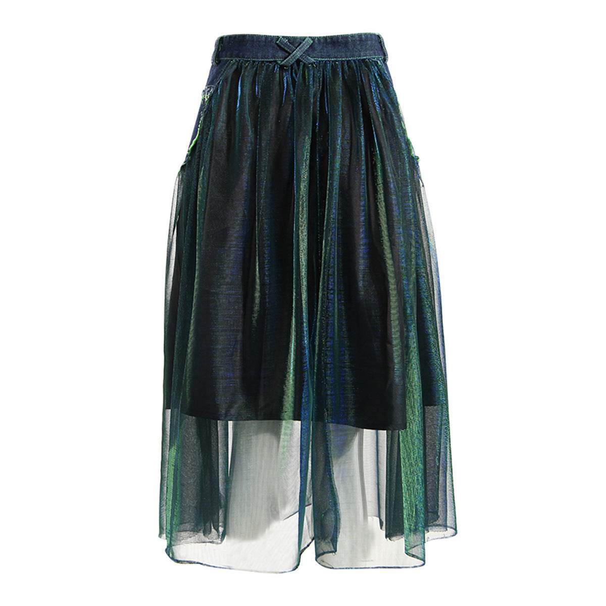 Denim Midi Skirt A Line Mid Length Street Style - Velora