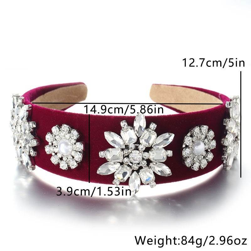 Retro Baroque Pearl Rhinestone Headband - Velora