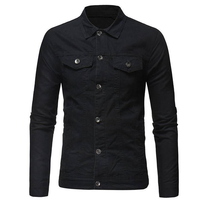 Solid color denim jacket shirt Jeans - Velora