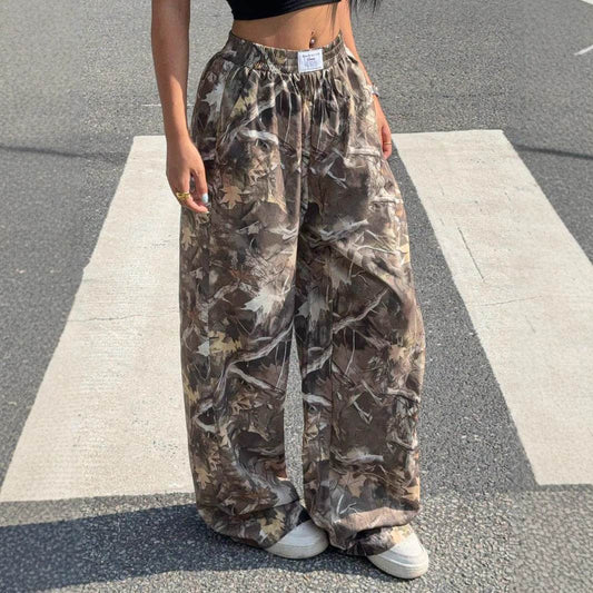 Slimming Casual Pants Hip Hop Retro Street Multi-pocket Camouflage Cargo Pants For Women Y2k Hip-hop Cargo Grunge Baggy Trousers - Velora