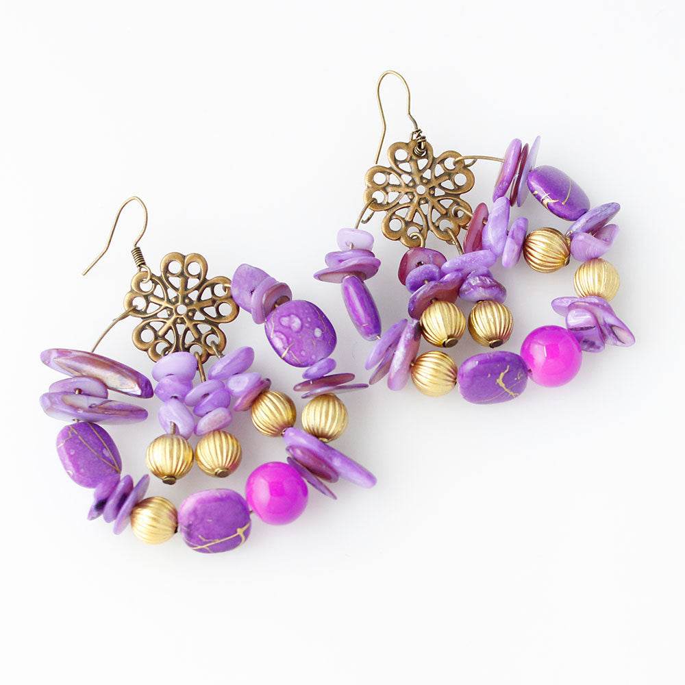 Bohemian style handmade beaded colorful Earrings - Velora