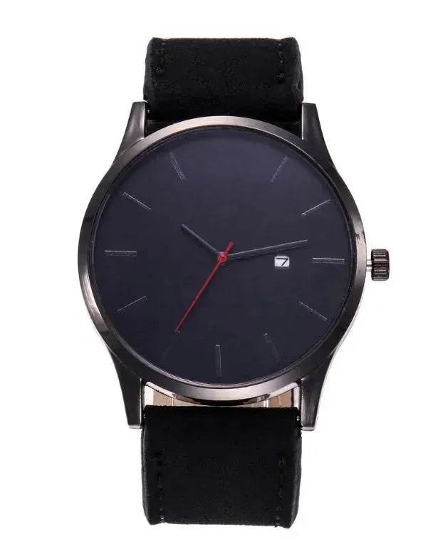 Men watch Fashion Business Large Dial Watch For Men's Matte Belt Simple Quartz Wrist Watch Men clock - Velora