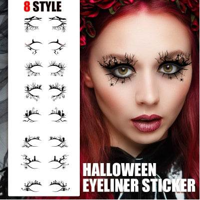Halloween Eyeliner Patch, Scary Fashion Party Makeup Kit Bat Spider Decorative Eyeliner Eyeshadow Patch - Velora