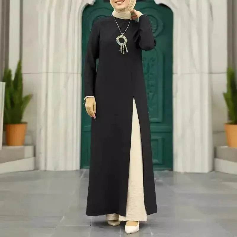 ArabWomen Plain Split Long sleeve Abaya Dress - Velora