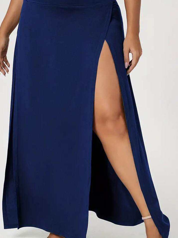 Women's High Waist Slit Solid Color Side Slit Maxi Skirt - Velora