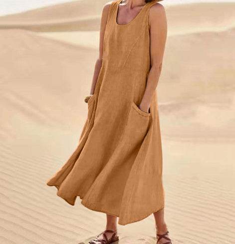 Summer Sleeveless Long Dress With Pockets Fashion Casual Loose Dresses Women's Clothing - Velora