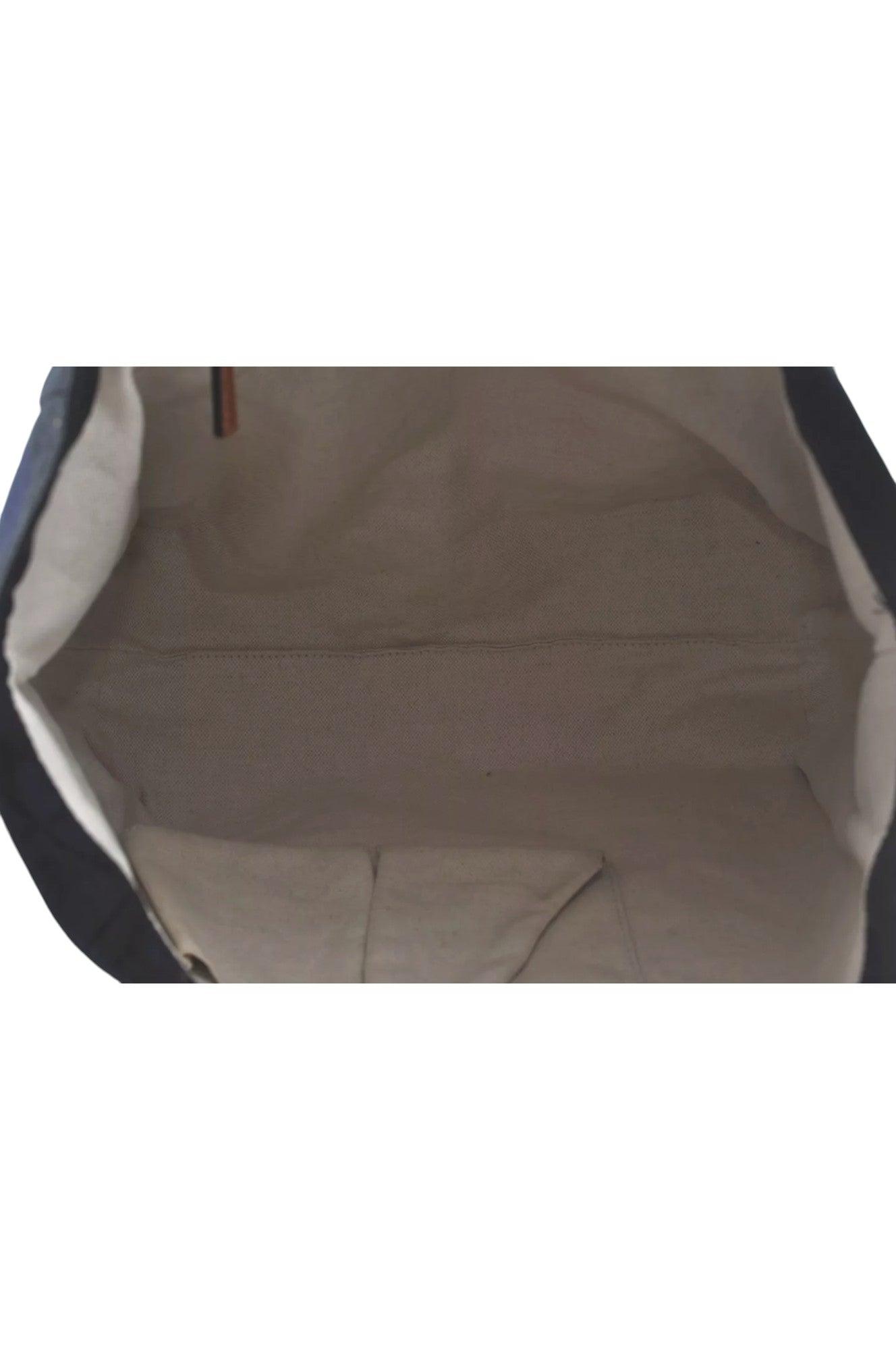 GUCCI Vintage Hand Tote Bag GG Nylon Leather Navy Blue L0937 - Velora