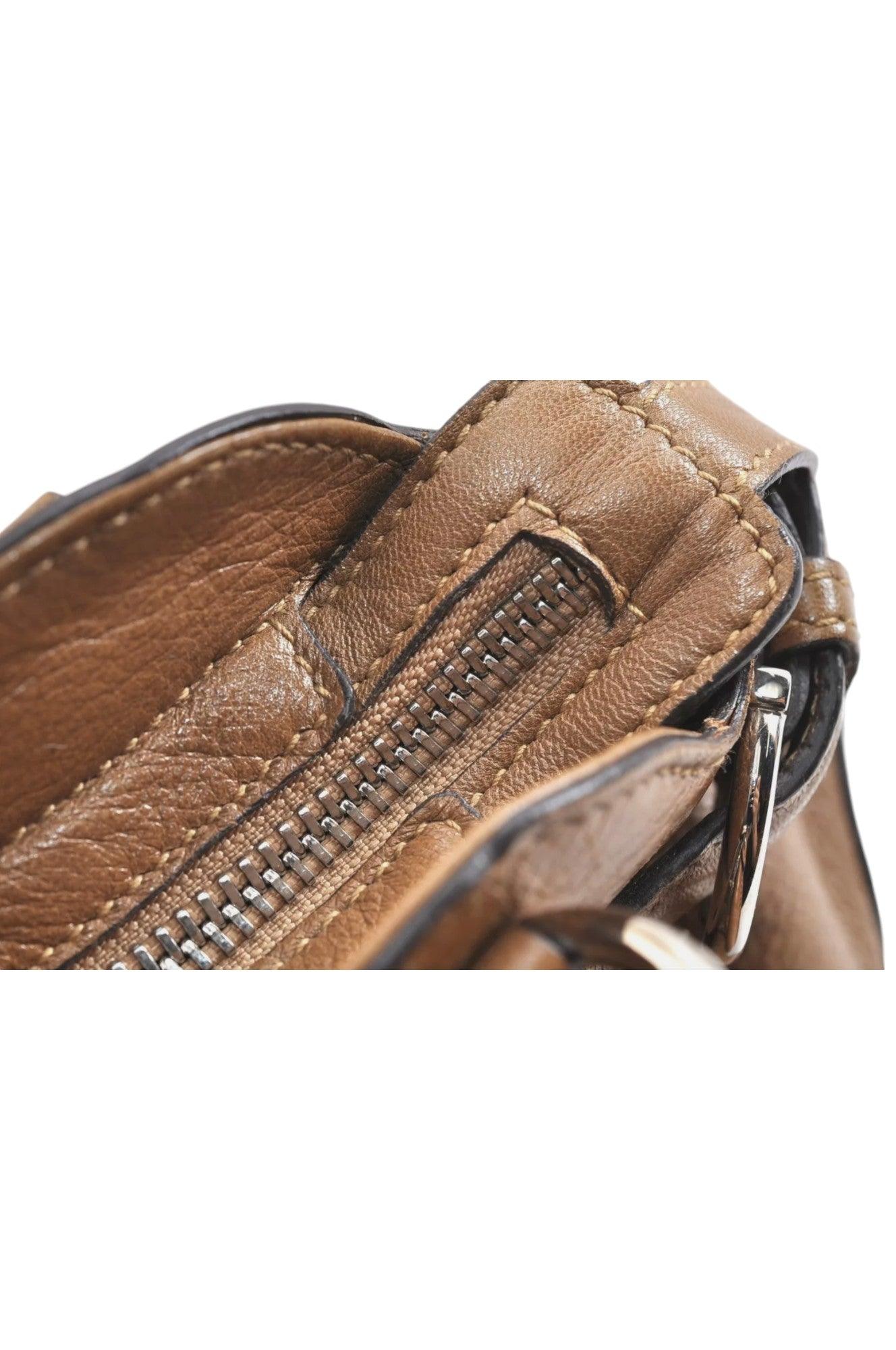 Salvatore Ferragamo Gancini Leather Shoulder Hand Bag Brown 7570K - Velora