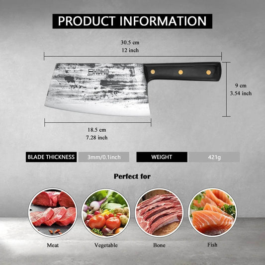 Hand forged Meat Cleaver Chopper Professional Chef Knives - Velora