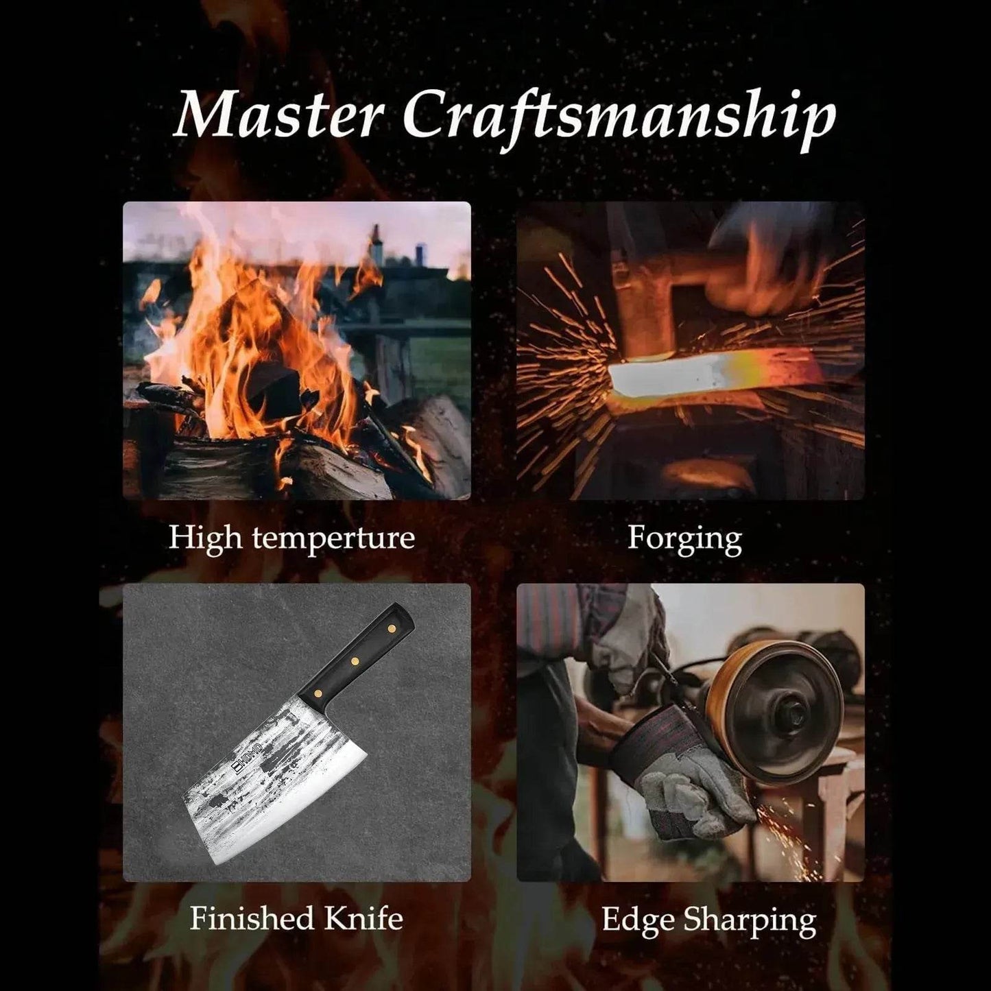 Hand forged Meat Cleaver Chopper Professional Chef Knives - Velora