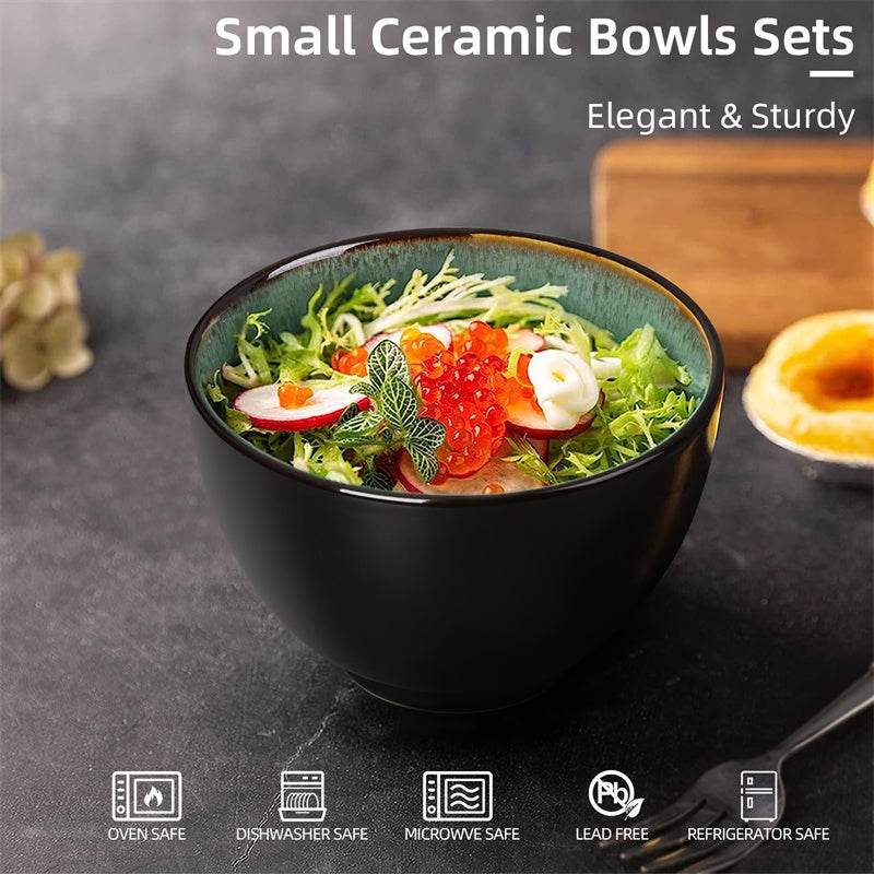 Creative Western Food  Kiln Change Peacock Green Bowl Pant 24oz Bowl Set Of 4 For Cereal, Salad, Pasta, Soup, Dessert, Serving Dishwasher, Microwave And Oven