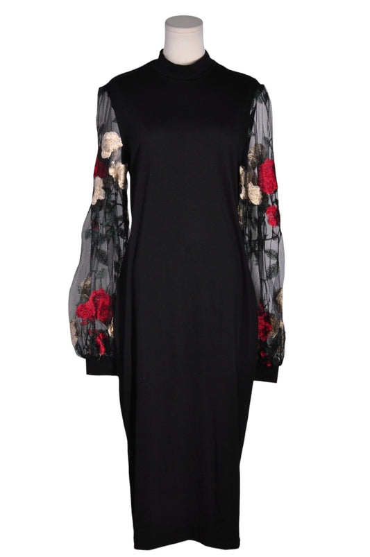 SHEIN Women Midi Dresses Regular fit in Black - XL - Velora