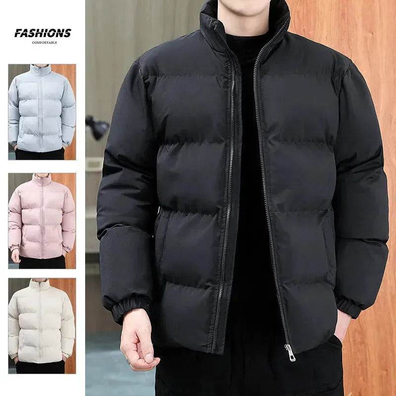 Winter Cotton padded Velvet Thick Stand Collar Rain Puffer Jacket for men - Velora