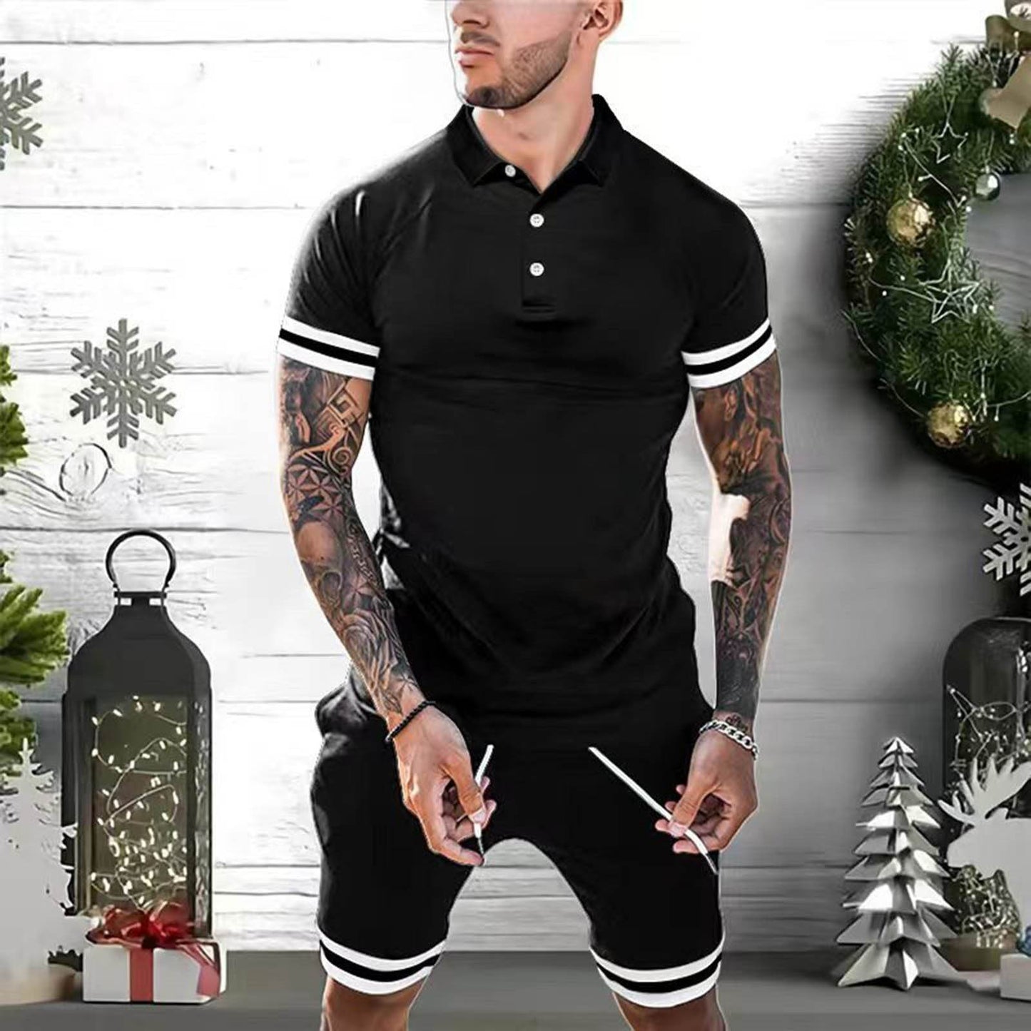 Mens Short Sets 2 Piece Outfits Polo Shirt Fashion Summer Tracksuits Casual Set Short Sleeve And Shorts Set For Men - Velora