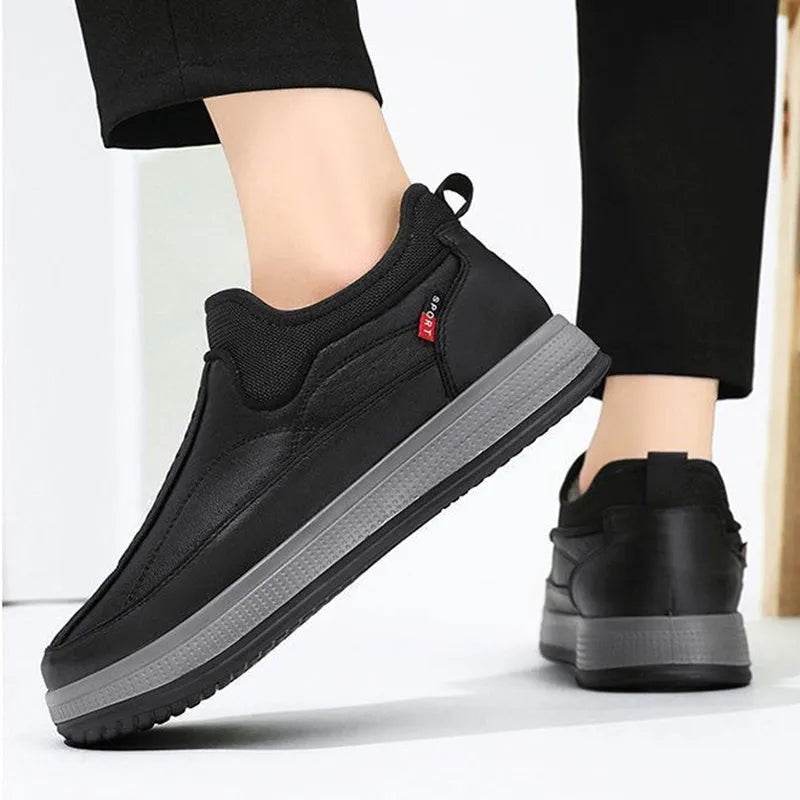 Winter Warm Fleece Snow Boots Round-toed Platform Ankle Boot Fashion Simple Non-slip Flat Cotton Shoes Men - Velora
