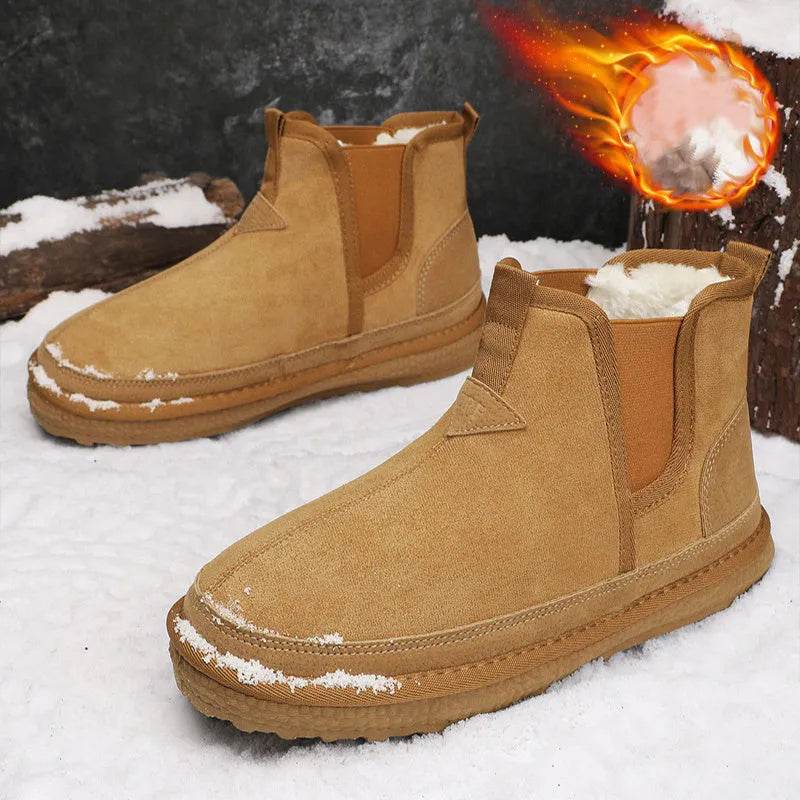 Winter Fleece Snow Boots Round-toed Flat Shoes Casual Warm Sports Shoes Men Ankle Boot - Velora