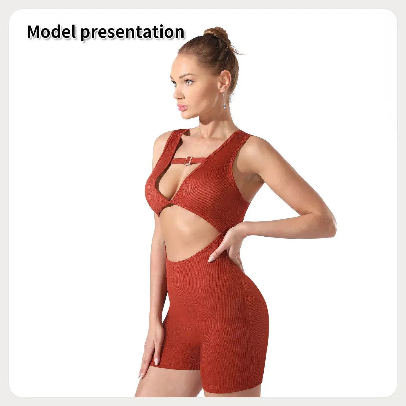 Women Cut out Unitard Short Bodysuit - Velora