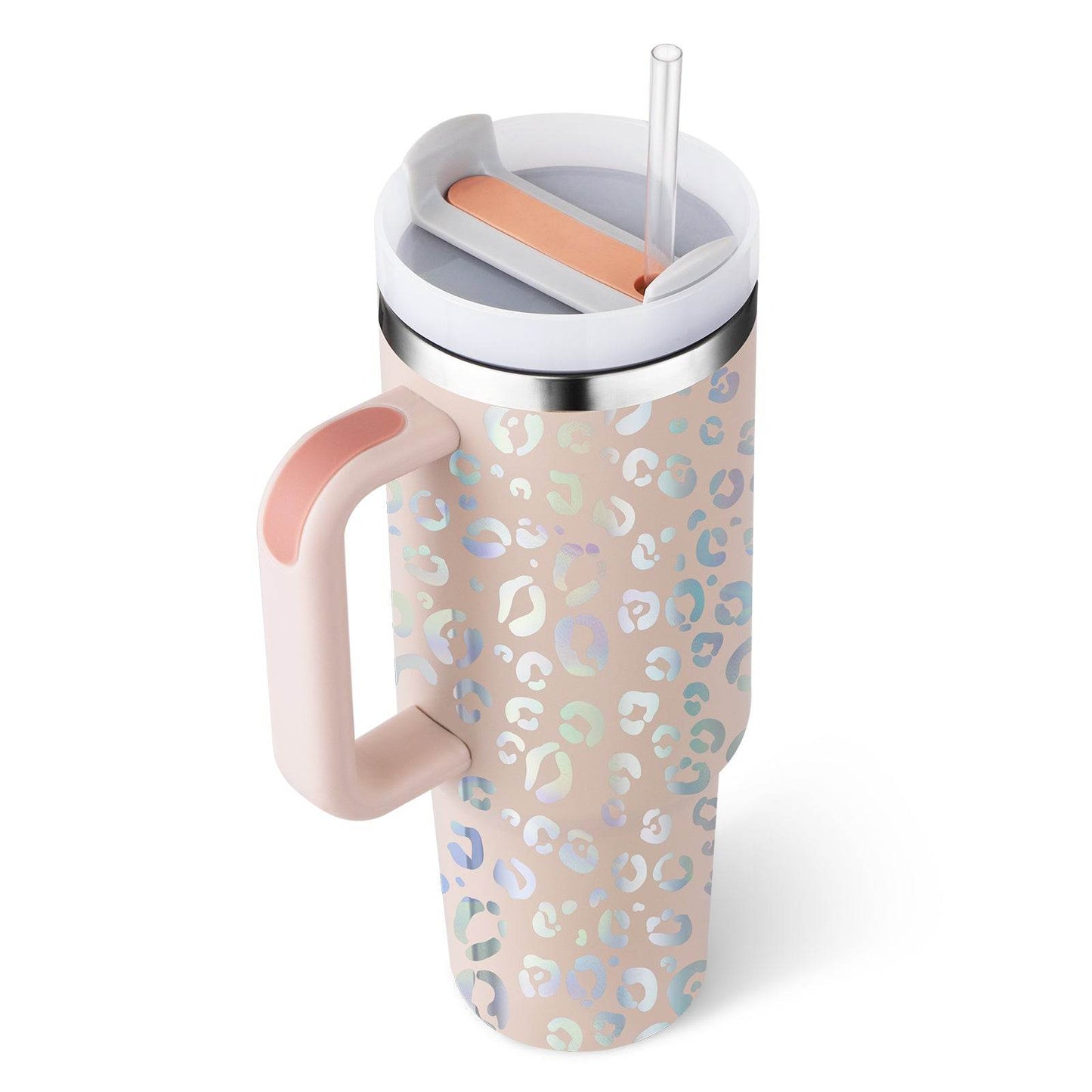 40 Oz Tumbler With Handle Straw Insulated, Stainless Steel Spill Proof Vacuum Coffee Cup Tumbler With Lid Tapered Mug Gifts For Valentine Lover Suitable For Car Gym Office Travel - Velora