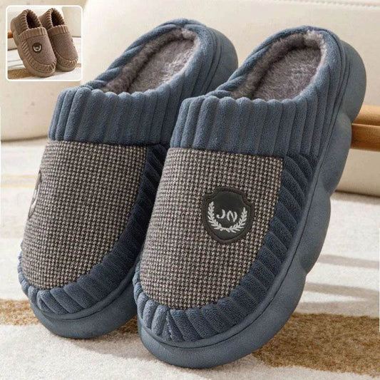 Plus Size Colorblock Plush Slippers For Women Men Winter Warm Home Slipper Indoor Thick-soled Fleece Shoes Couple - Velora