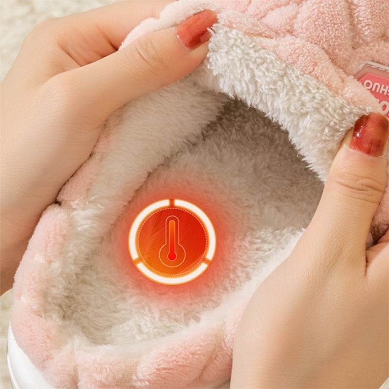 New Non-slip Thick-soled Plush Slippers Couple Winter Warm Home Slipper Indoor Fleece Shoes For Women Men - Velora