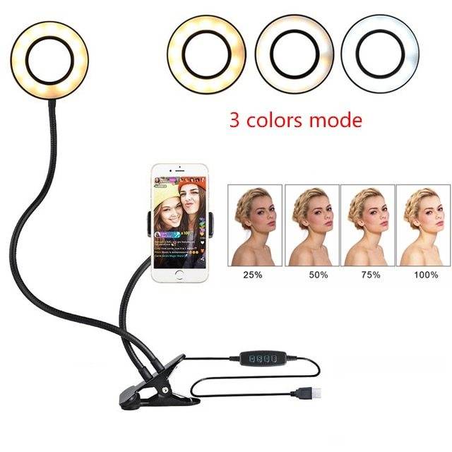 Live Streaming Light - LED Selfie Ring Light for Live Adjustable Makeup Light-8cm Stand - Velora