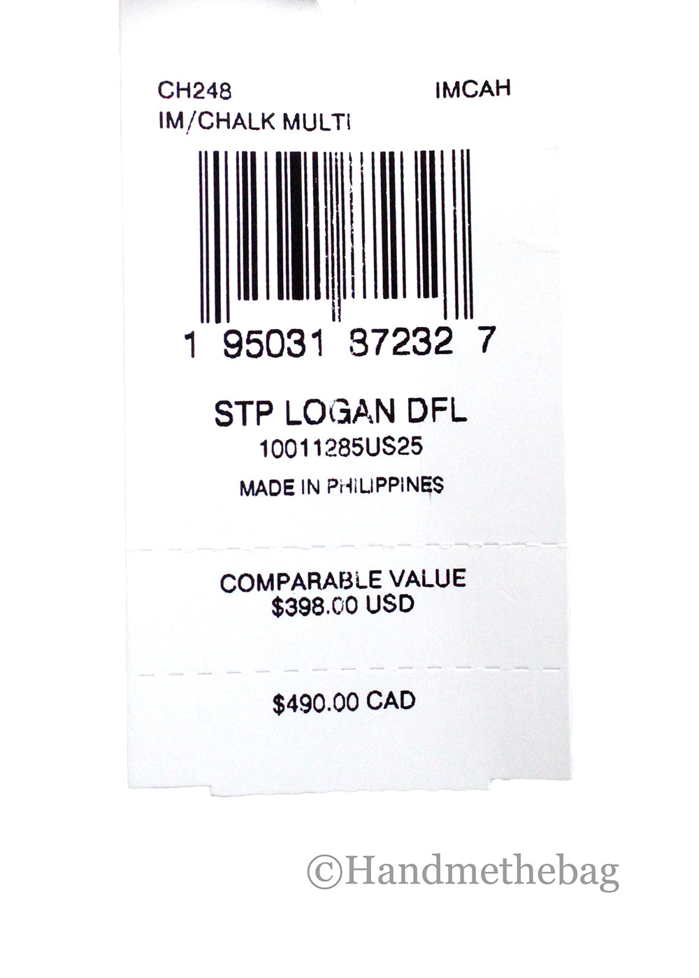 Coach Logan Striped Chalk Leather Duffle Crossbody Shoulder Bag