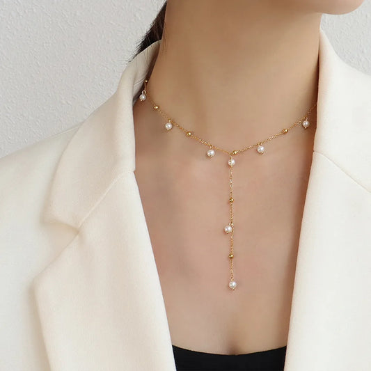 18K Gold-Plated Pearl Drop Necklace - Velora Luxury Fashion