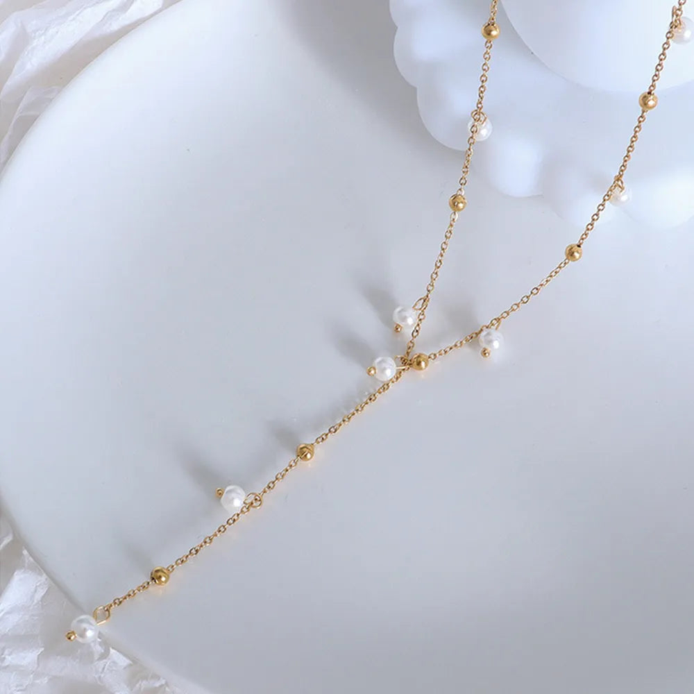 18K Gold-Plated Pearl Drop Necklace - Velora Luxury Fashion