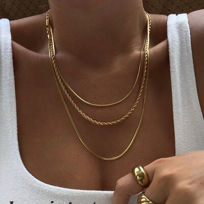 18K Gold-Plated Titanium Steel Three-Layered Necklace - Velora Luxury Fashion