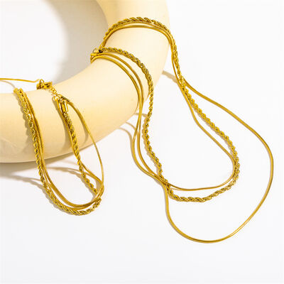 18K Gold-Plated Titanium Steel Three-Layered Necklace - Velora Luxury Fashion