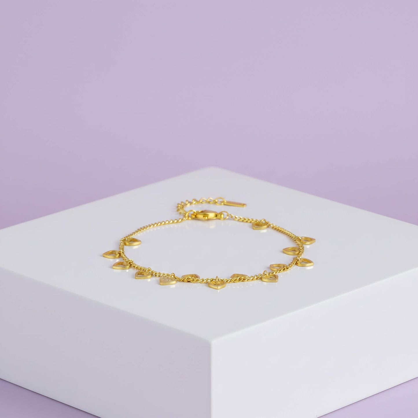 Gold plated Mini Heart Charm Bracelets | Dainty Love Jewelry