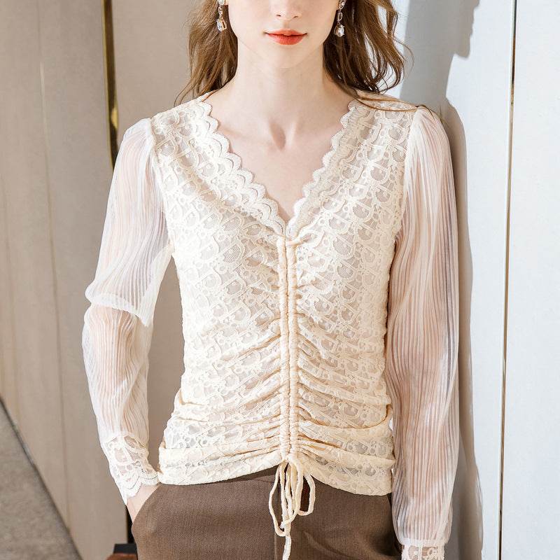 Summer Women Temperament Work Office lace blouse top - Velora