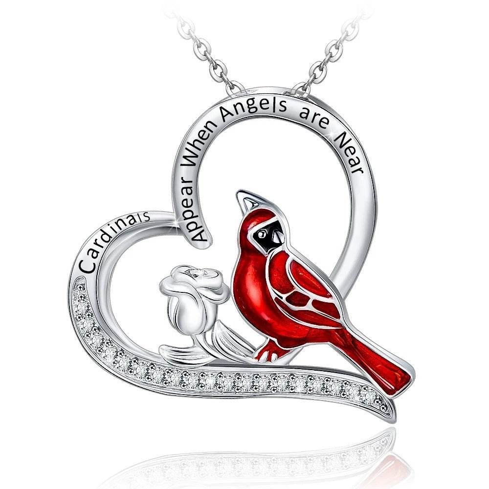 Creative Heart Shaped Cardinal Pendant Necklace, Exquisite Party Commemorative Accessory Gift Jewelry Anniversary Party Gifts, Valentine's Day Gift - Velora