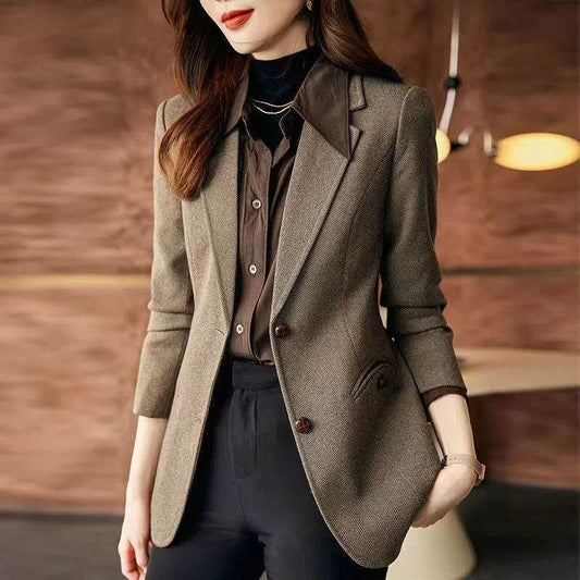 Fashion Personality Woolen Business Formal Blazer jacket Women - Velora
