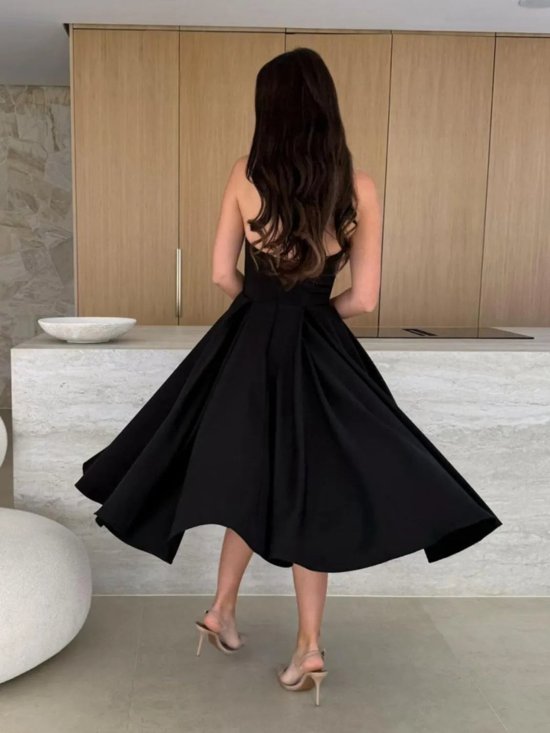Solid Color Tube Midi Dress - Velora