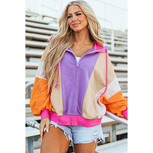 Dopamine Color Hooded Coat Sweatshirt Women - Velora