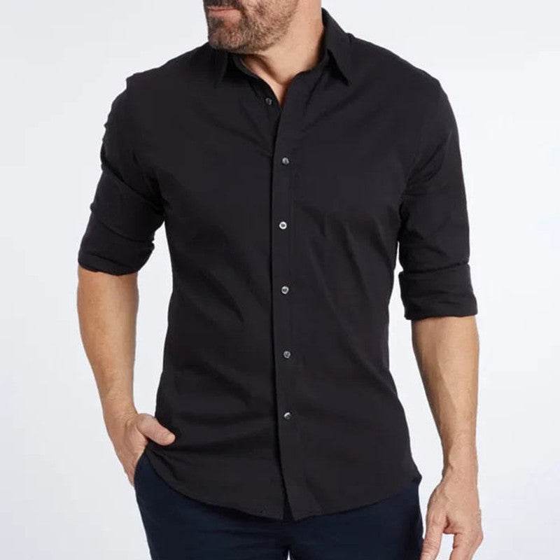 Long Sleeve Zipper Shirt With Button Design Fashion Lapel Tops For Mens Clothing - Velora