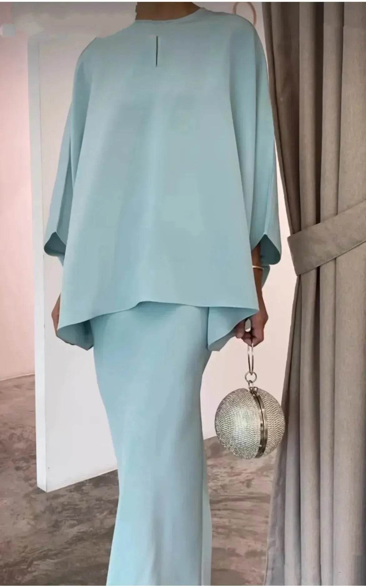 Women's Middle East Pearl Mop Dress Suit Arabtop and Blouse Elegant Matching ArabTop and Skirt suit Arab2 piece outfit - Velora