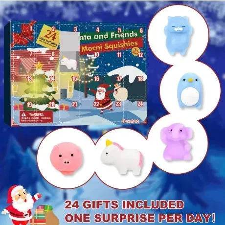 Dowmoo Christmas Pinch Joy Advent Calendar Blind Box, 24 Boxes Christmas Surprise Blind Box Rubber Animal Toys - Velora
