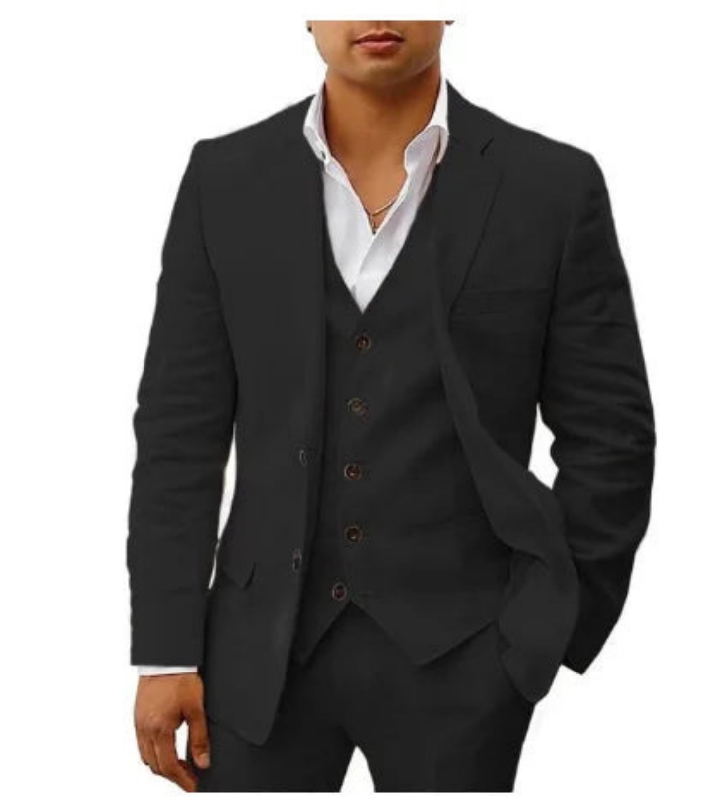 Linen Business Casual Suit Men's Six-piece Set Suit