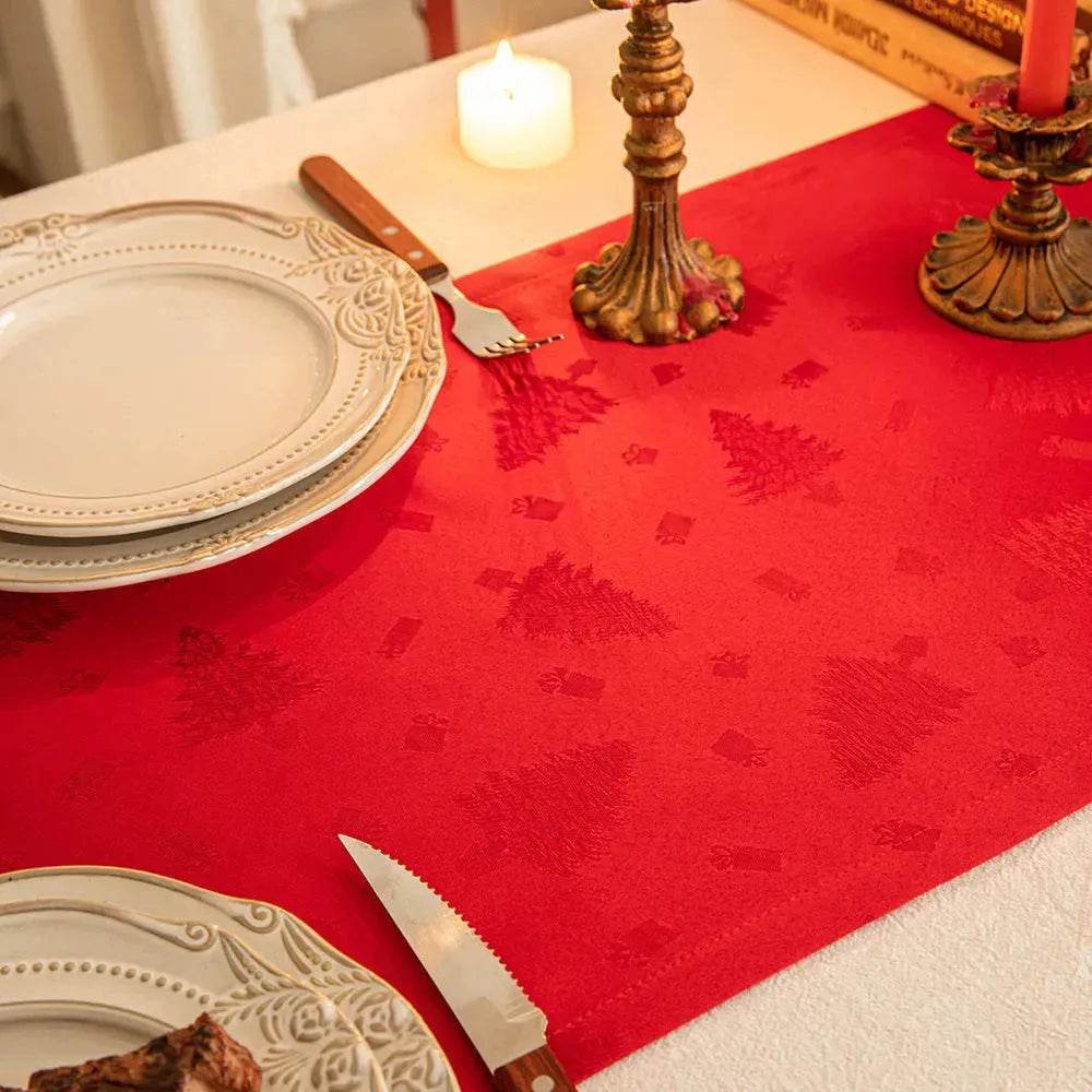 Christmas Table Runner Dark Jacquard Dining Table - Velora