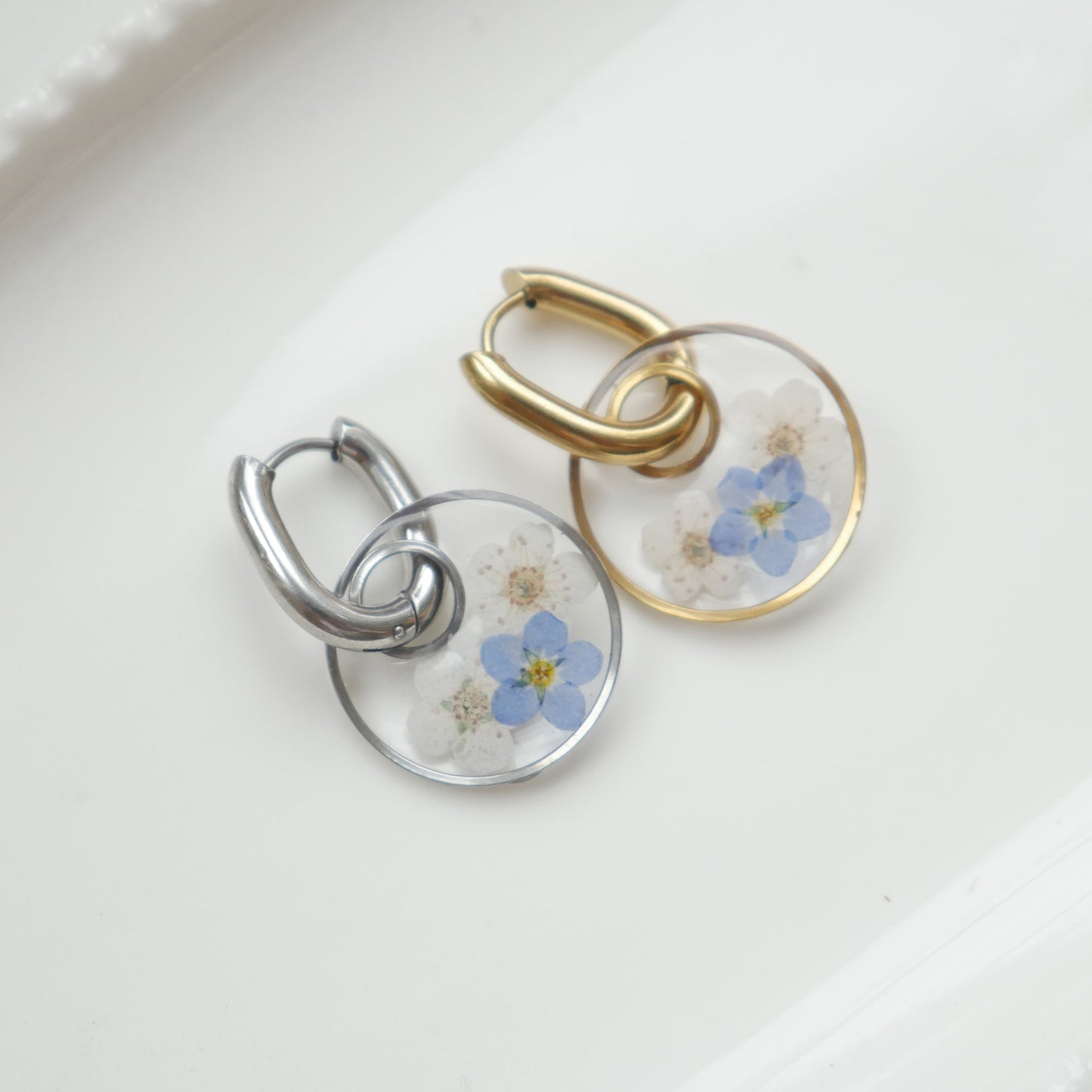Boucles d'oreilles Thalia myosotis - rond 20mm - Velora