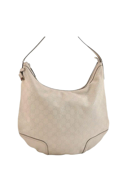 GUCCI Princy Guccissima GG Leather Shoulder Bag 162882 White 7406K - Velora