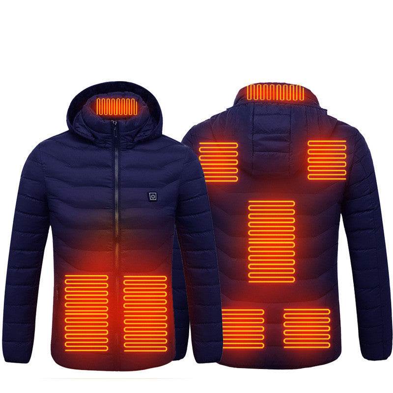 Men Heated Puffer Jacket Electric Heating Coat Insulated Hood Windbreaker 9Heat Zones - Velora