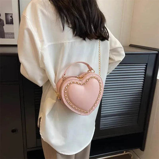 Women's Fashion Casual Heart Shaped Chain Shoulder Messenger Crossbody Bag - Velora
