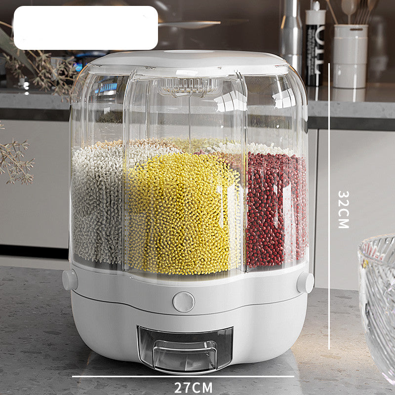 360° Rotating Rice & Grain Storage Container – Sealed Cereal Dispenser with Moisture-Proof Design