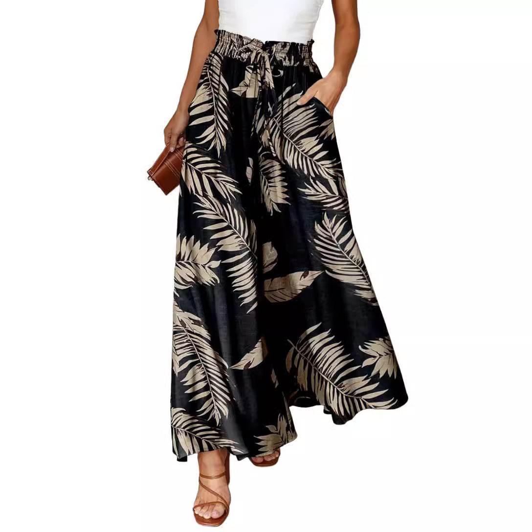 Printed Comfortable Casual High Waist Wide-leg Floral Palazzo Trousers women - Velora