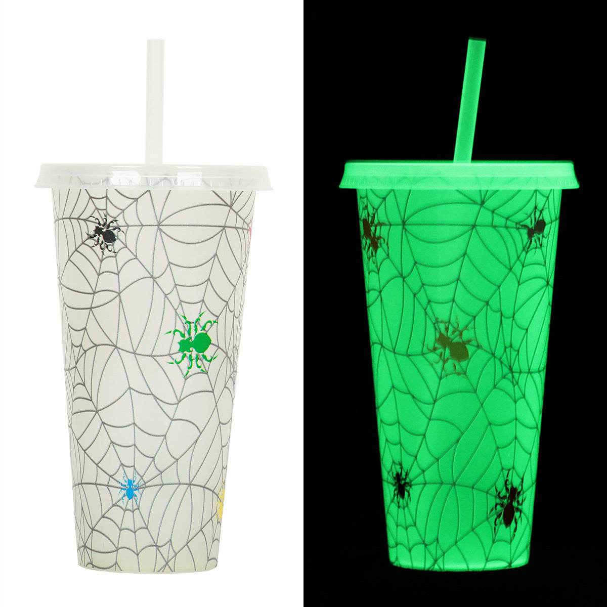 720ml Plastic Sippy Cup Halloween Luminous Straw Cup - Velora