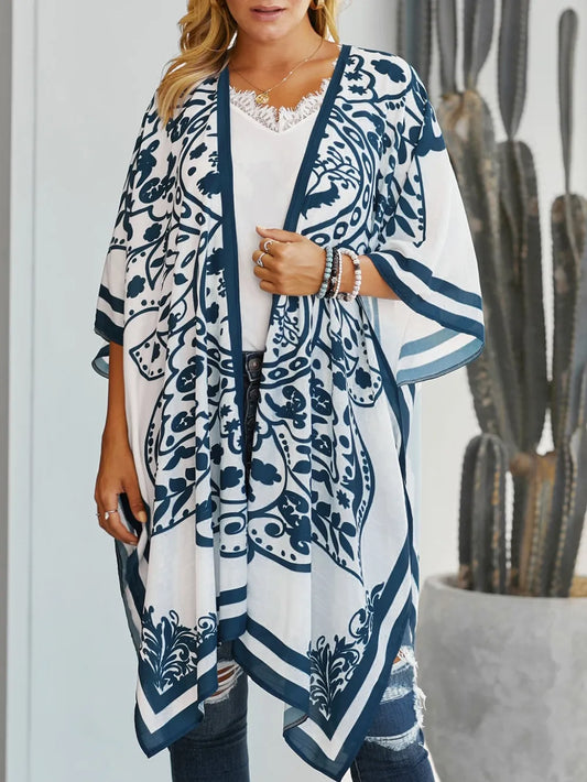 Printed Open Front Cover-Up - Velora